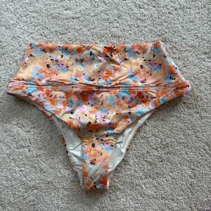 prAna‎ Aurelia Impression Bikini Bottom Orange Blue Size XS